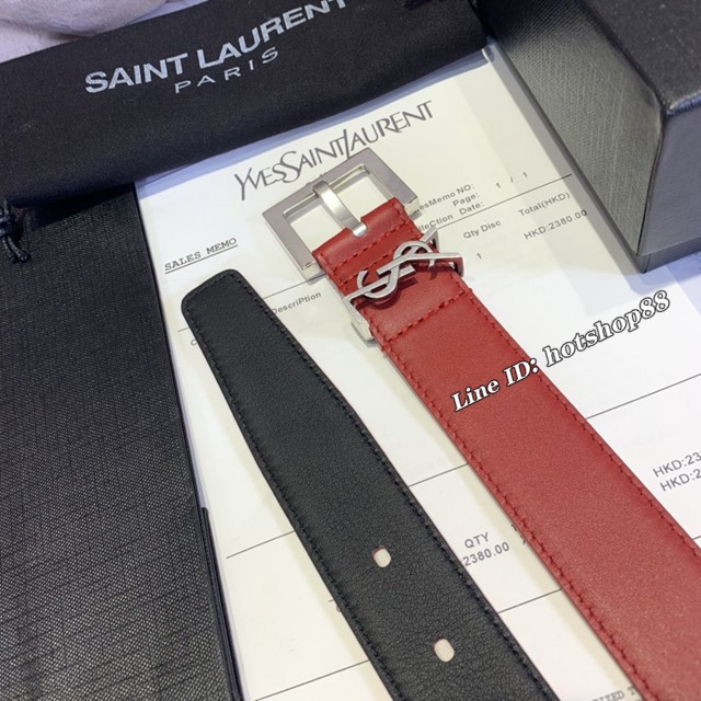 Saint Laurent女士皮帶 聖羅蘭金扣小牛皮腰帶  jjp1753